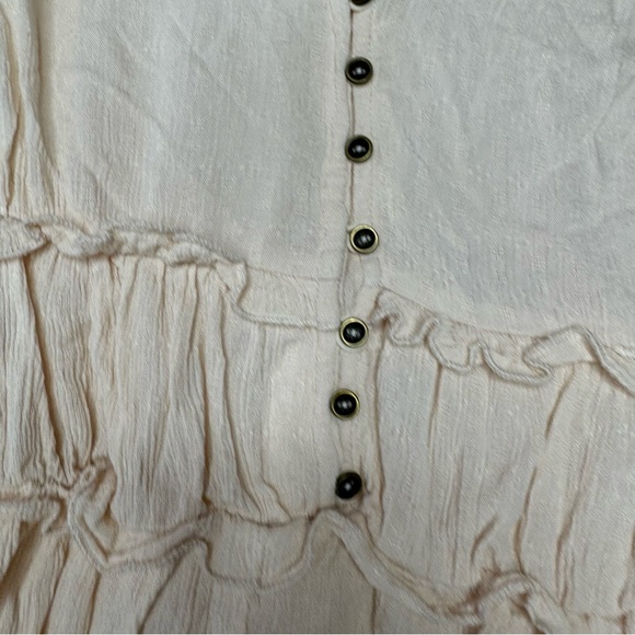 Buffalo long sleeve blouse top crochet style button down blouse puff ruffle boho - Picture 5 of 7